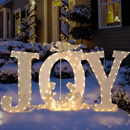 Outdoor Christmas Joy Nativity Scene Decoration 5.25FT x 3.15FT Lighted Display