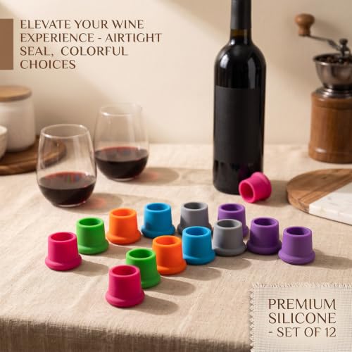 Colorful Silicone Wine Stoppers Set - Reusable Bottle Seals for Wine & Champagne