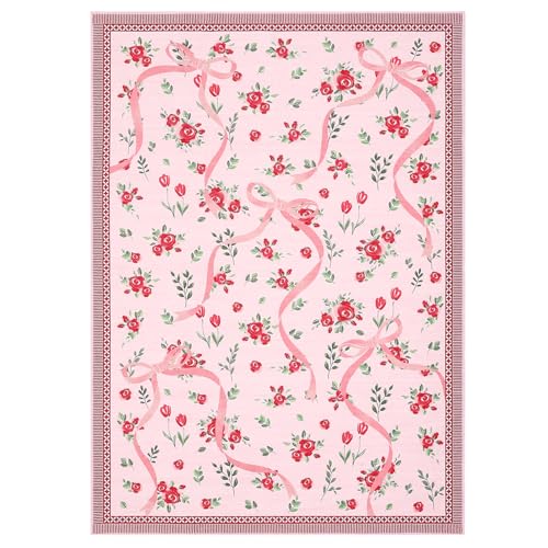 Red 4x6 Rug for Bedroom Living Room Non Slip Faux Wool Floor Mat - GarveeHome