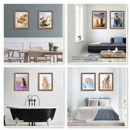 16x20 Inch Wooden Picture Frame Set of 2 with Plexiglass - Vintage Wall Art
