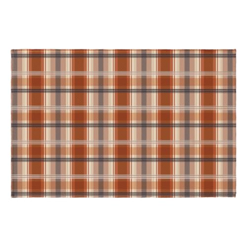 Fall Plaid Doormat - Burnt Orange Buffalo Check Entry Rug for Front Door & Home