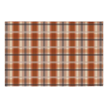 Fall Plaid Doormat - Burnt Orange Buffalo Check Entry Rug for Front Door & Home