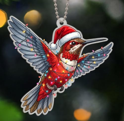 Hummingbird Christmas Tree Ornament - Festive Holiday Decor, 3.94 Inch