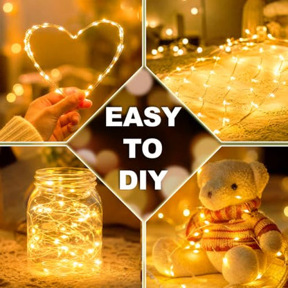 2 Pack 16.4ft Battery Operated Fairy String Lights with Timer - Waterproof Indoor & Outdoor Decor