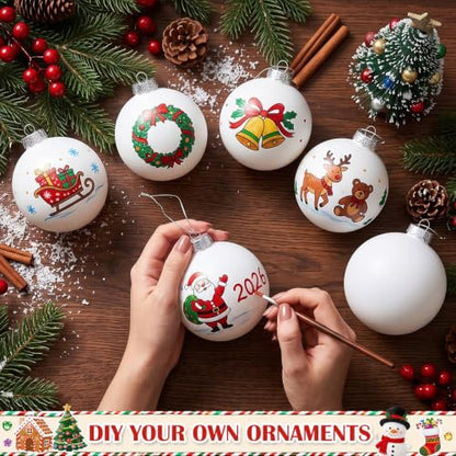 36 Pcs DIY White Christmas Ornaments 4 Inch Matte Holiday Decor