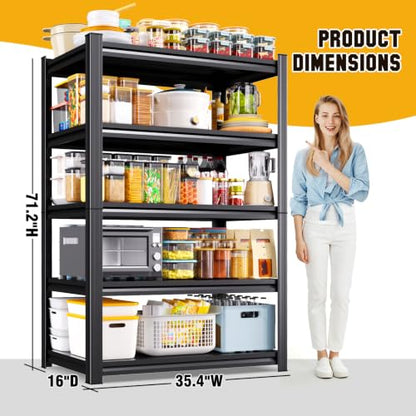 Heavy Duty Metal Garage Shelving - Adjustable Steel Storage Rack 71"Hx35"Wx16"D - Variation 35.4"Wx16"D x71"H
