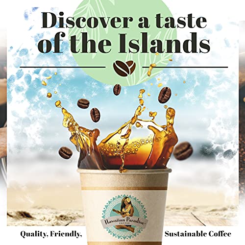 Hawaiian Paradise Coffee 10% Kona Blend Single Serve Cups 18 Count Dark Roast - Made From The Finest Beans - Compatible with Keurig K-Cup Brewers