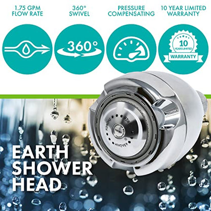 Energy Saving Fixed Shower Head 1.75 GPM Chrome 3-Spray Waterconservation