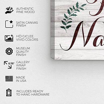 Holiday Wall Art Canvas Prints - Rustic Feliz Navidad 36 x 24 Inches - Brown & Green