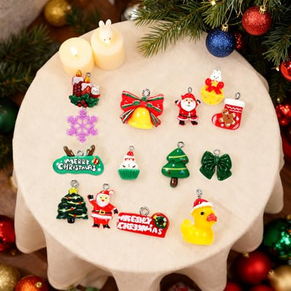 96 Pcs Mini Christmas Ornaments Set - Resin Tiny Tree Decorations & Figurines