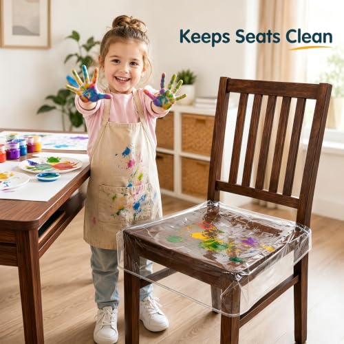 Plastic Dining Chair Covers Reusable Clear PVC Seat Protectors - Set of 4