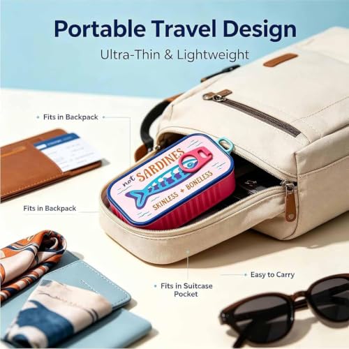 Travel Jewelry Case with Fishbone Chain Holder and Fish-Shaped Slots