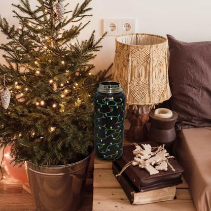 Insulated Christmas Water Bottle 32 oz - Black, Green, Yellow Variations
