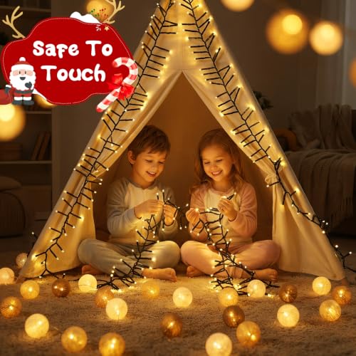 Outdoor Waterproof Christmas Tree Lights 2000 LEDs 66FT Warm White - Twinkle & Firecracker Effect, 8 Modes