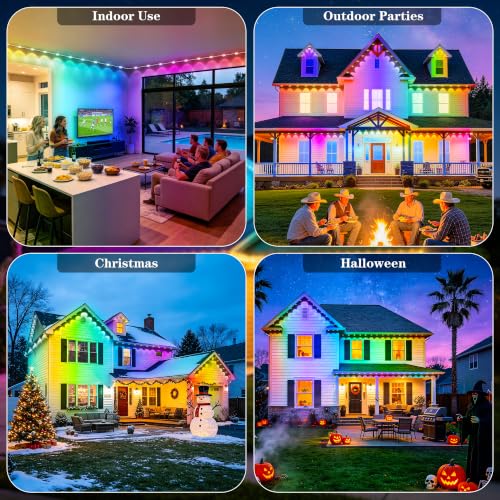 500FT RGB+IC Outdoor String Lights with App & Remote - Waterproof Garden Decor