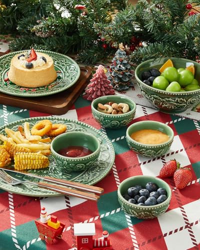 Christmas Dipping Bowls Set of 6 - 3.5 Inch Ceramic Holiday Condiment Bowls