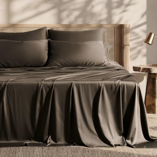 EverGrace King Size Rayon from Bamboo Sheet Set - Dark Brown, 400 Thread Count