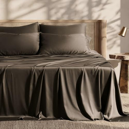 EverGrace King Size Rayon from Bamboo Sheet Set - Dark Brown, 400 Thread Count