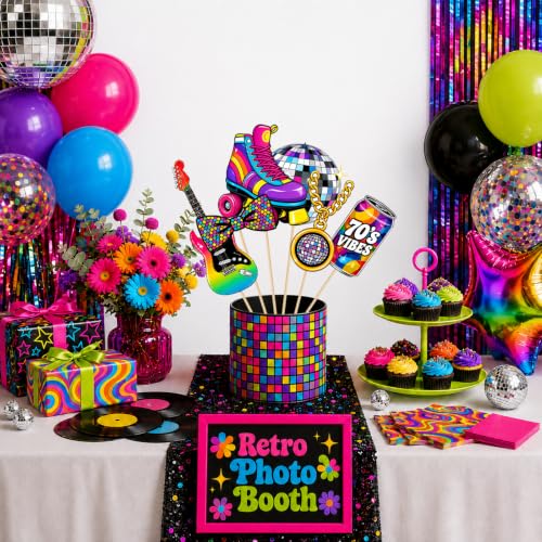 70s Disco Photo Booth Props for Birthday Party Decorations
