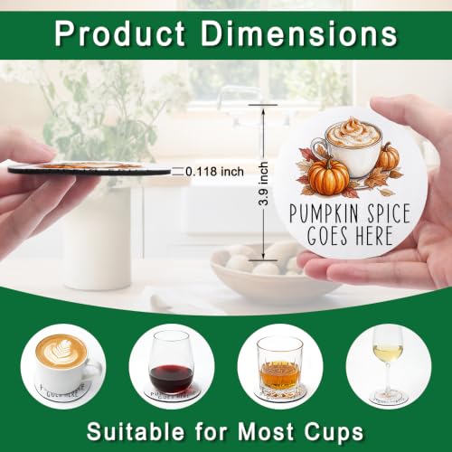 Funny Fall Drink Coasters Set of 2 - Pumpkin Spice Humor Table Decor