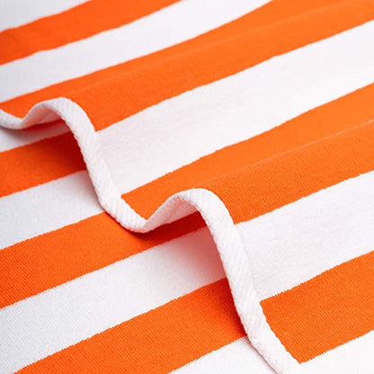 American Soft Linen Beach Towel, Cabana Striped 100% Cotton Pool Towels, 30x60 in Oversized Beach Towels, Soft Absorbent Sand Free Swim Towels, Orange