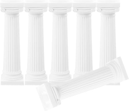 VICASKY Roman Pillar Statues - 6 Pcs White Miniature Columns for Wedding Decor & Photography Props (4.92 Inch)