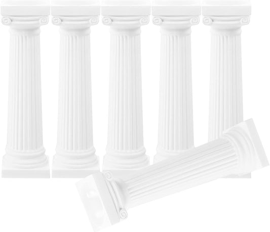 VICASKY Roman Pillar Statues - 6 Pcs White Miniature Columns for Wedding Decor & Photography Props (4.92 Inch)