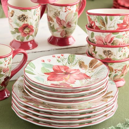 Winter Blooms Holiday Dessert Plates Set of 4 - 9 Inch Floral Tableware