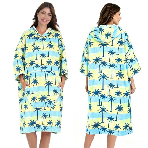 Hooded Beach Towel Poncho for Adults - Quick Dry, Oversized with Pocket