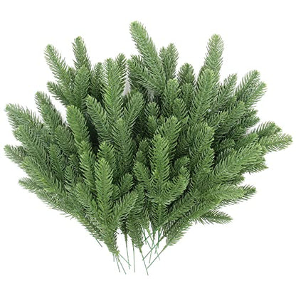 Artificial Pine Branches 100PCS Christmas Evergreen Picks - Green