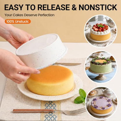 Mini Cake Pans 4 Inch Silicone with Metal Reinforced Frame 4 Pack Cream