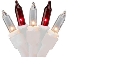 Red & White Christmas Lights 100 Count 24ft - Indoor/Outdoor Candy Cane String