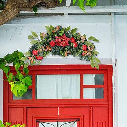 Flower Swag Door Wreath - Hydrangea & Red Bud Artificial Floral Garland