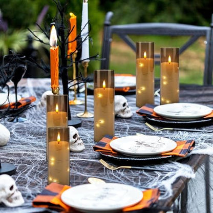 Grey Flickering Flameless Candles Set of 12 with Remote - Realistic Moving Wick