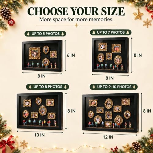 Rectangular Personalized Christmas Mini Museum Kit DIY Shadow Box with Mini Picture Frames