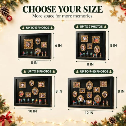 Rectangular Personalized Christmas Mini Museum Kit DIY Shadow Box with Mini Picture Frames