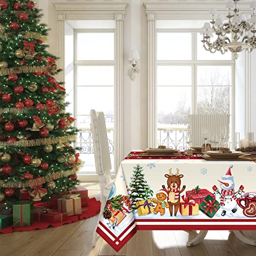 Christmas Tablecloth 52 x 70 Inch Rectangular Snowman Gnome Holiday Decor