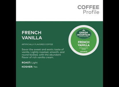 Green Mountain Coffee French Vanilla K-Cup Pods - Light Roast, 120 Count (5 Boxes of 24 Pods)