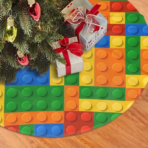 Colorful Building Blocks Christmas Tree Skirt 48 Inches - Festive Holiday Decor