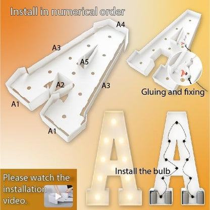 HXWEIYE Light Up Marquee Letters - 3FT Giant Baby Shower & Birthday Decor | Warm White Mosaic Frame