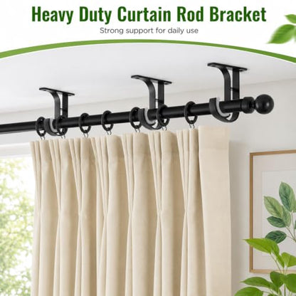 Heavy Duty Ceiling Curtain Rod Holder Set - 4 Brackets, Aluminum Support