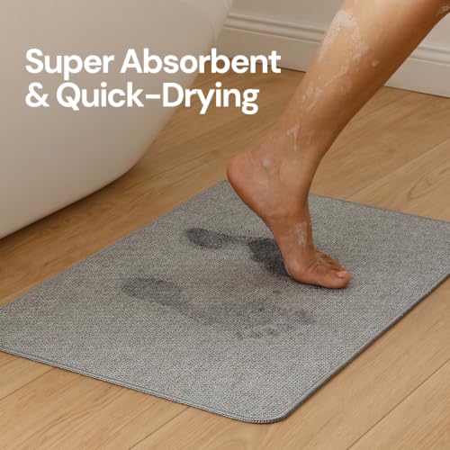 Sunfly Ultra Thin Non Slip Bathroom Rugs Sets 2 Piece Light Grey 17x27 Inches Variation of Light Grey / 2 Pieces