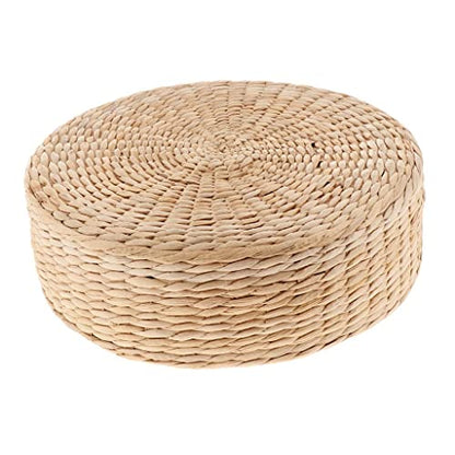 Meditation Floor Cushion Seat Pillow Natural Straw & Sponge Rustic Japanese Style
