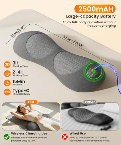 Rechargeable 3-in-1 Lumbar Massager Pillow with Heat & Vibration