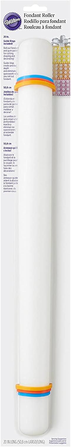Wilton Large Fondant Rolling Pin - Ideal Fondant Roller with Guide Rings for Tiered Cakes, 20-Inch
