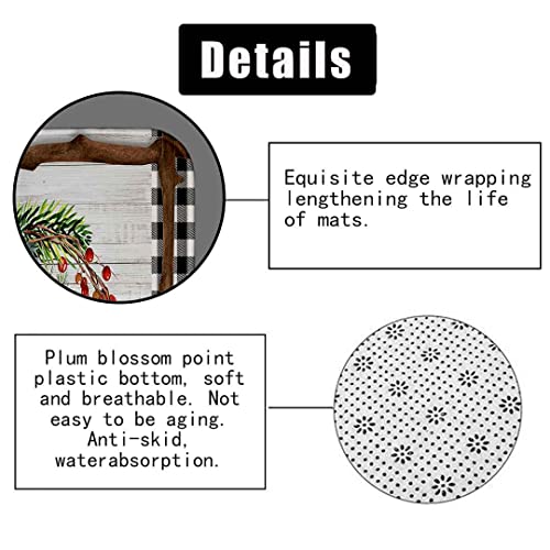 OLEBETY 4PCS Red Cardinal Shower Curtain Set with Rugs, Waterproof Fabric, 72x72 Inches, Holiday Bird & Wreath Design