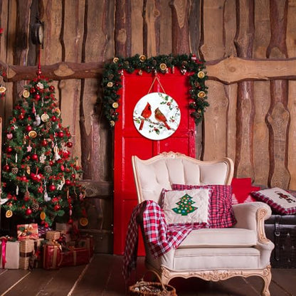 Winter Cardinal Wooden Door Sign - Holiday Wall Decor for Indoor & Outdoor Use