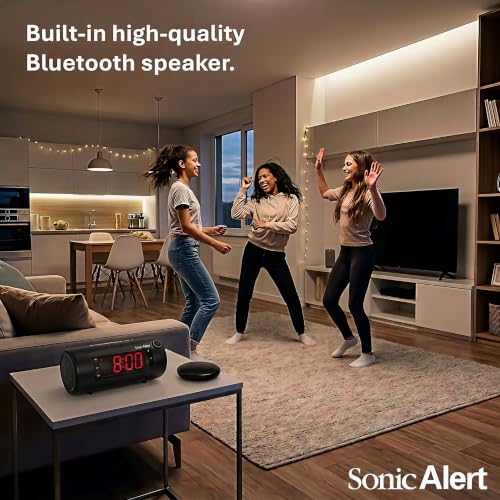 Bluetooth Projection Alarm Clock with Bed Shaker - Black / 2