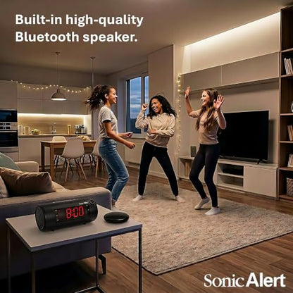 Bluetooth Projection Alarm Clock with Bed Shaker - Black / 2