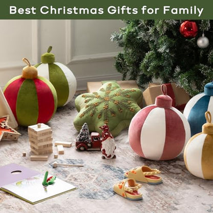 Bell-Shaped Christmas Pillow - Red Velvet Holiday Decor 8.5x8.5 Inch (Variation: Bell-Red / 8.5x8.5 in)